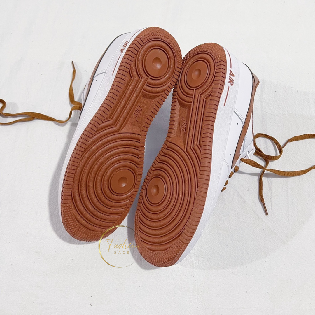 NK White and Brown Shoes for Men and Women with Extra Shoelace and Free Socks