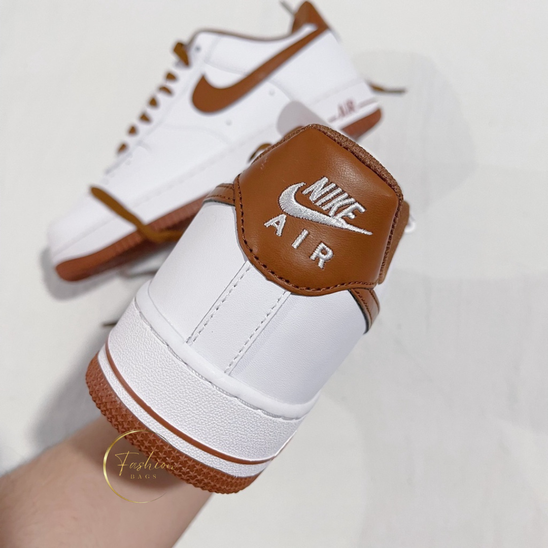 NK White and Brown Shoes for Men and Women with Extra Shoelace and Free Socks