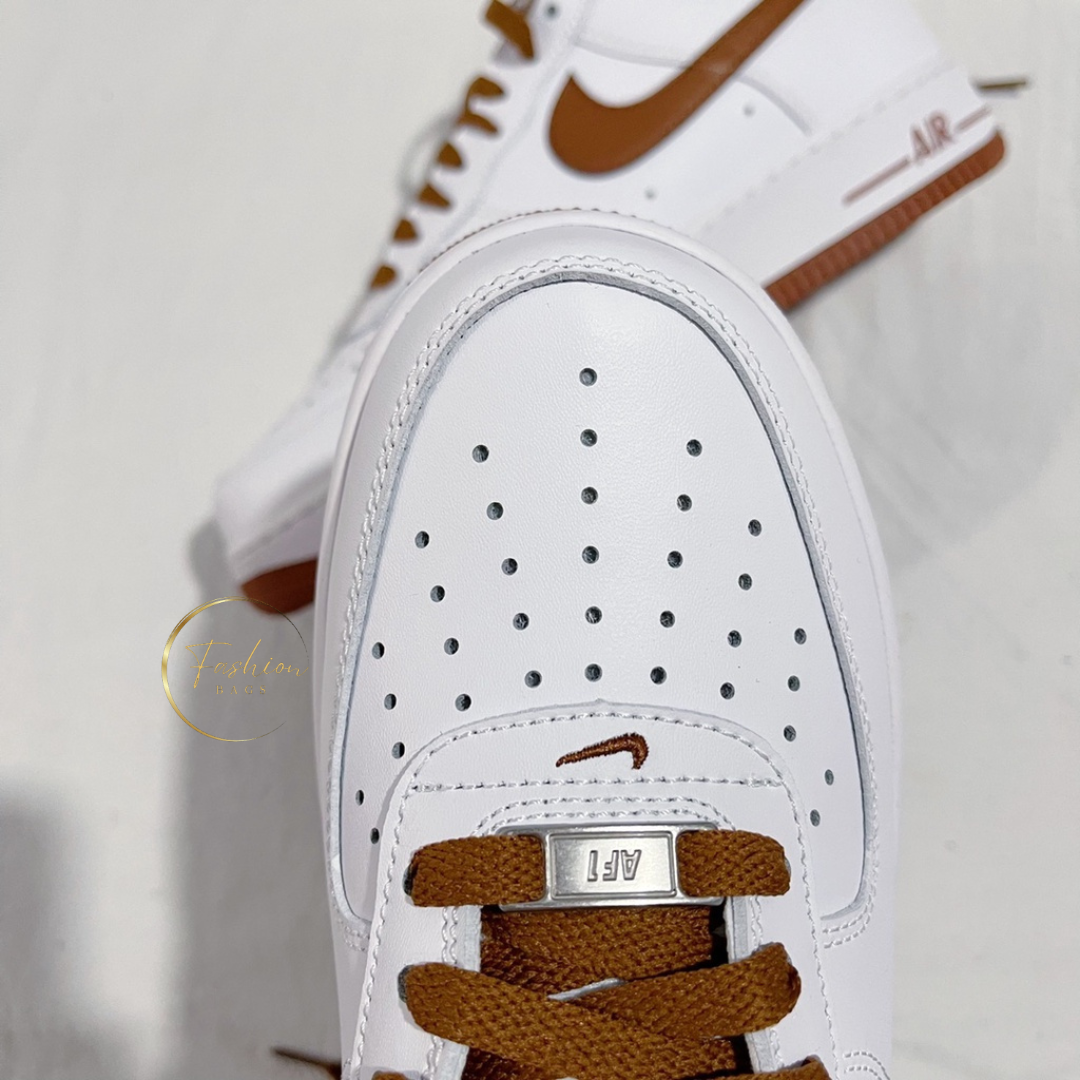 NK White and Brown Shoes for Men and Women with Extra Shoelace and Free Socks