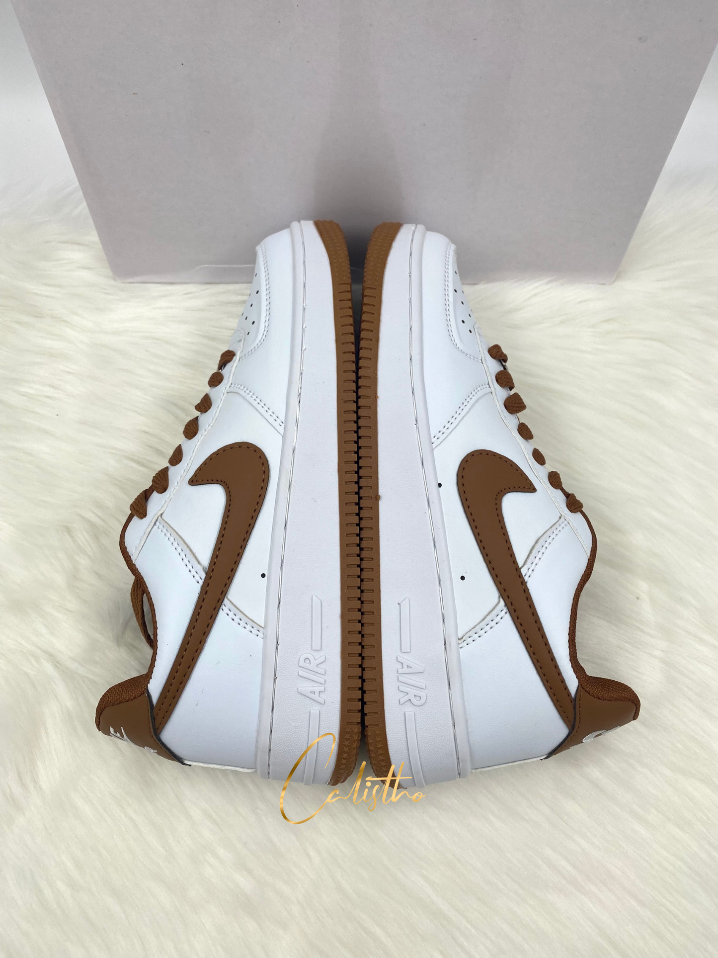 NK White and Brown Shoes for Men and Women with Extra Shoelace and Free Socks