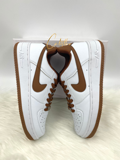 NK White and Brown Shoes for Men and Women with Extra Shoelace and Free Socks