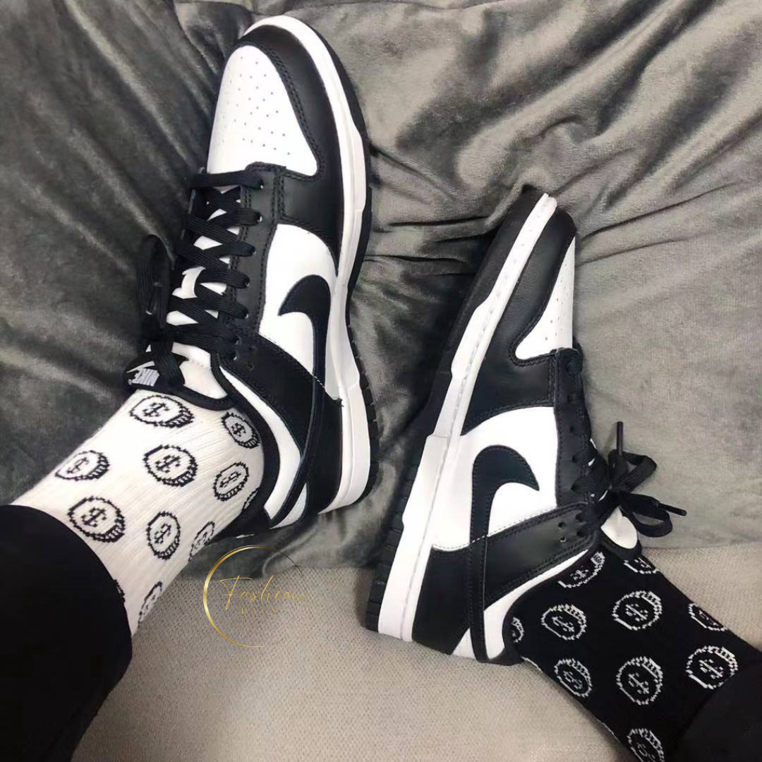 🐼NK Black and White Shoes for Men and Women with Free Socks