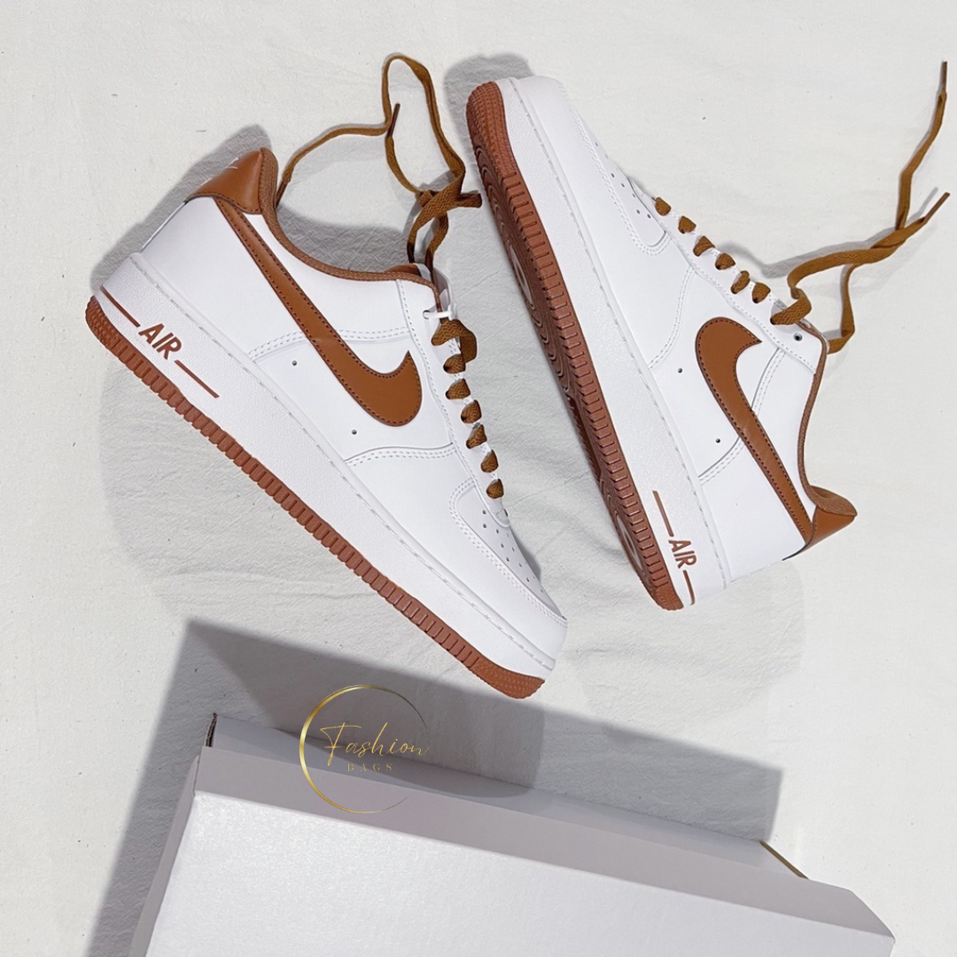 NK White and Brown Shoes for Men and Women with Extra Shoelace and Free Socks
