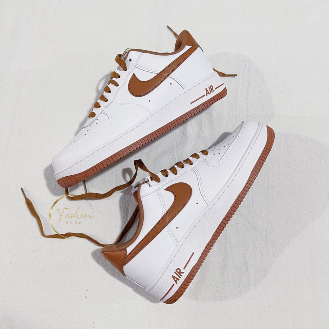 NK White and Brown Shoes for Men and Women with Extra Shoelace and Free Socks