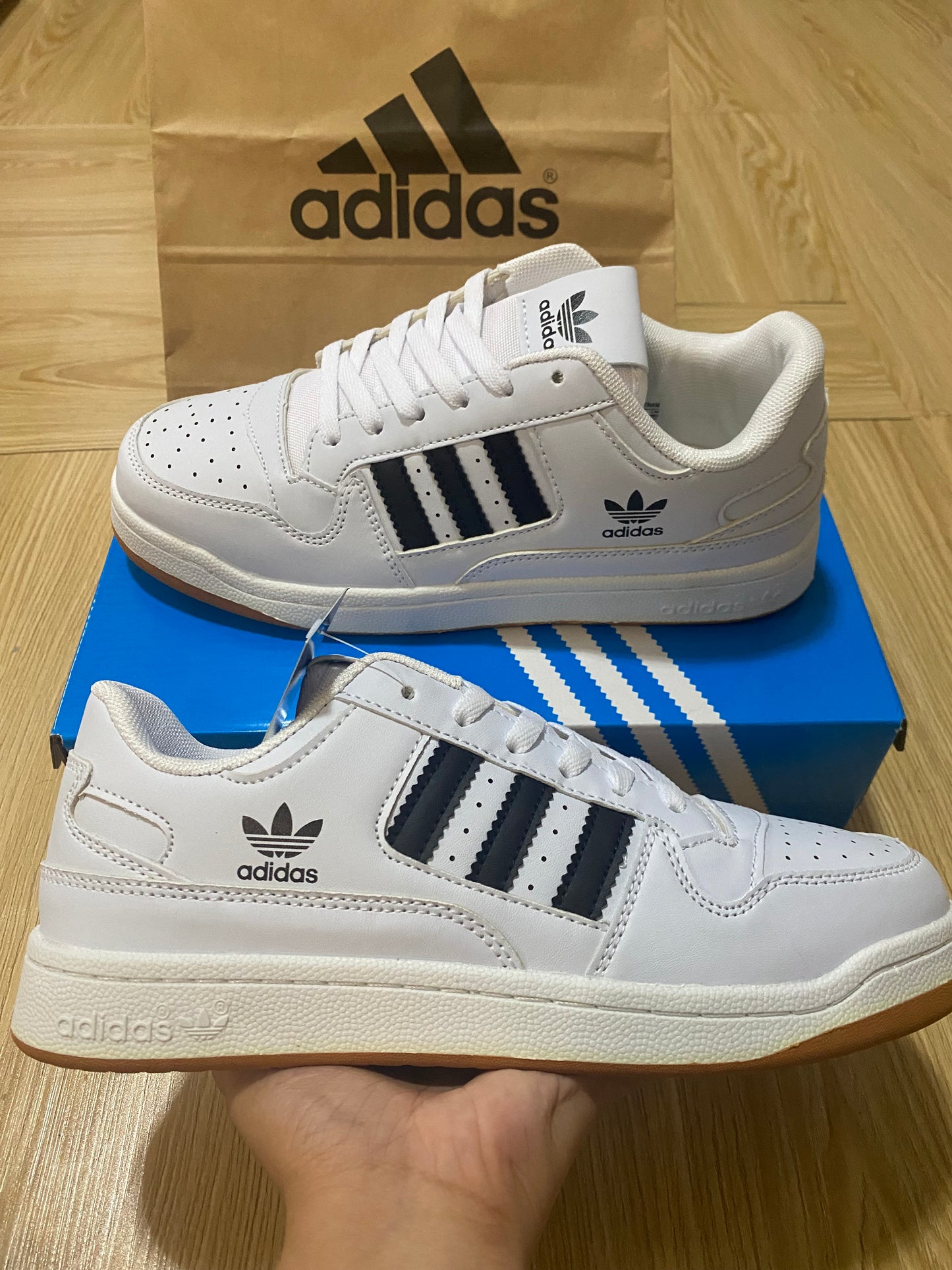 ADDAS White Shoes For Men (FREE 2 PAIRS SOCKS)