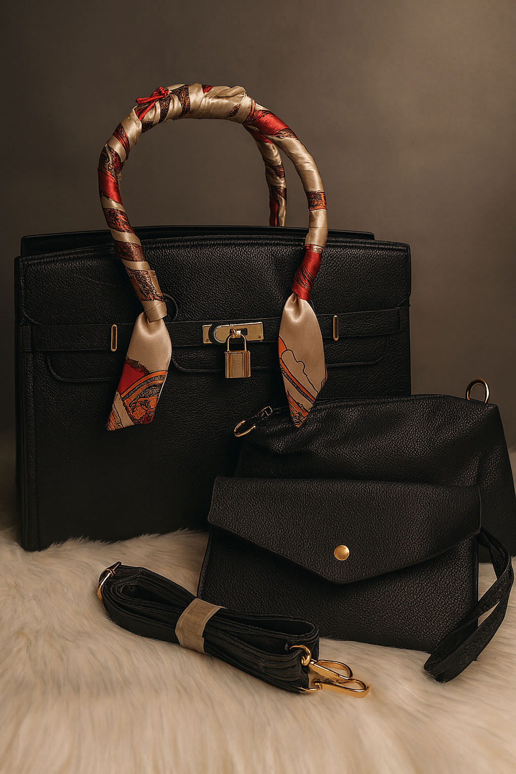 Original Pu Leather Elegant Bag (Set of 3 with Accessories & Freebies)